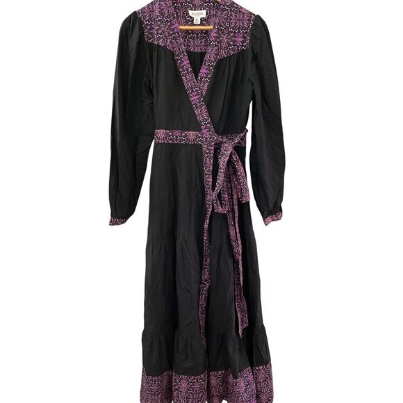 Allison New York Madison Full Wrap Black & Purple Maxi‎ Dress Size Medium - Picture 5 of 14